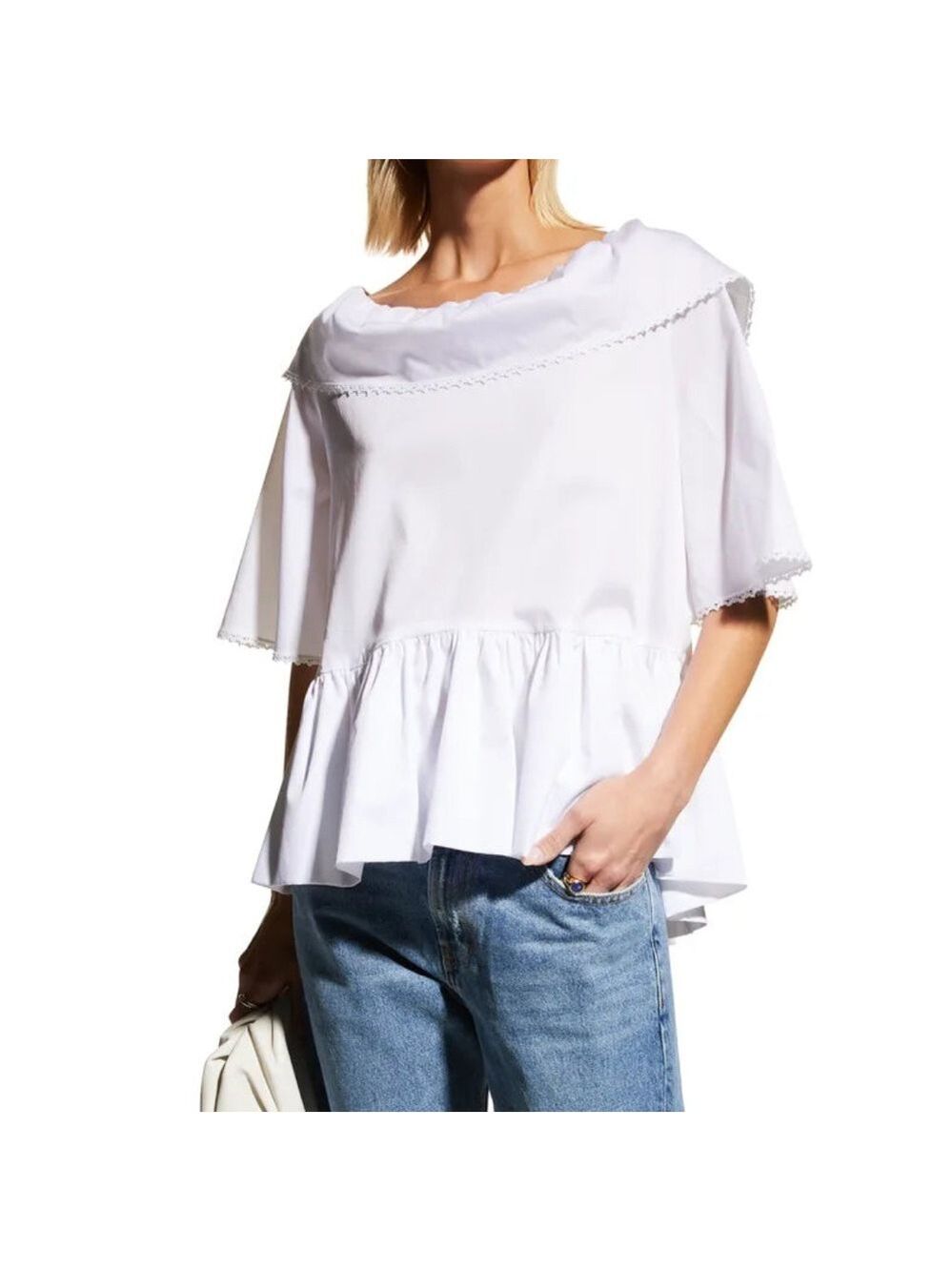Harshman Amoret Peplum Blouse in White Size XS 100% Cotton NWT - Picture 1 of 11